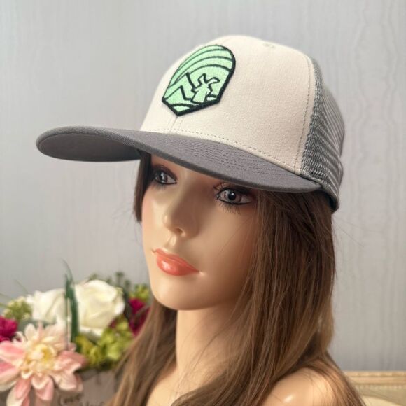 Dutch Bros Mesh Snap Back Trucker Cap Hat One Size Adjustable Gray Green - Picture 2 of 15